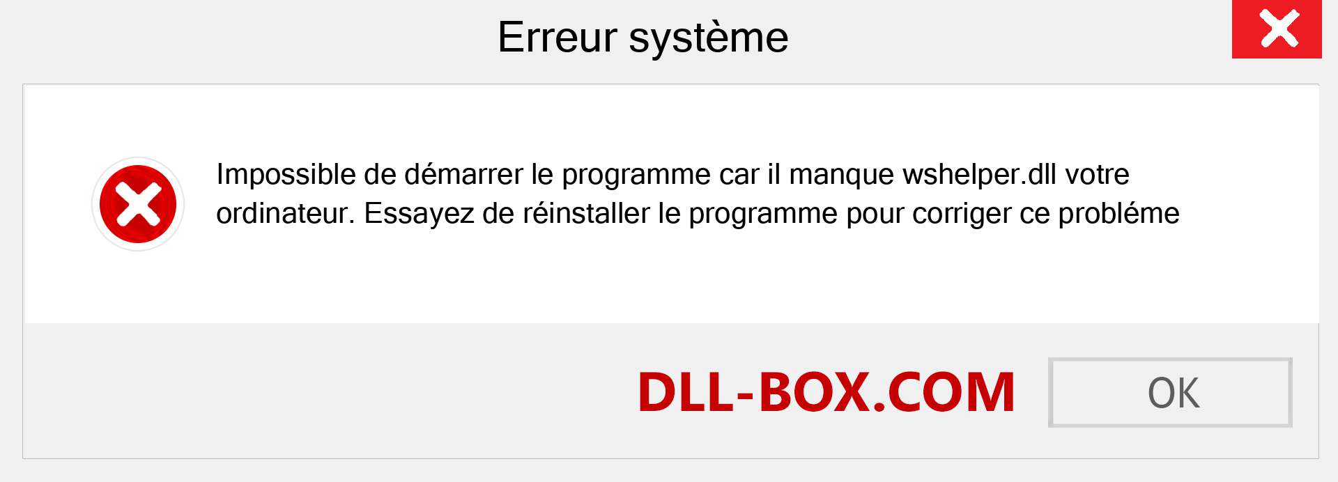 Le fichier wshelper.dll est manquant ?. Télécharger pour Windows 7, 8, 10 - Correction de l'erreur manquante wshelper dll sur Windows, photos, images