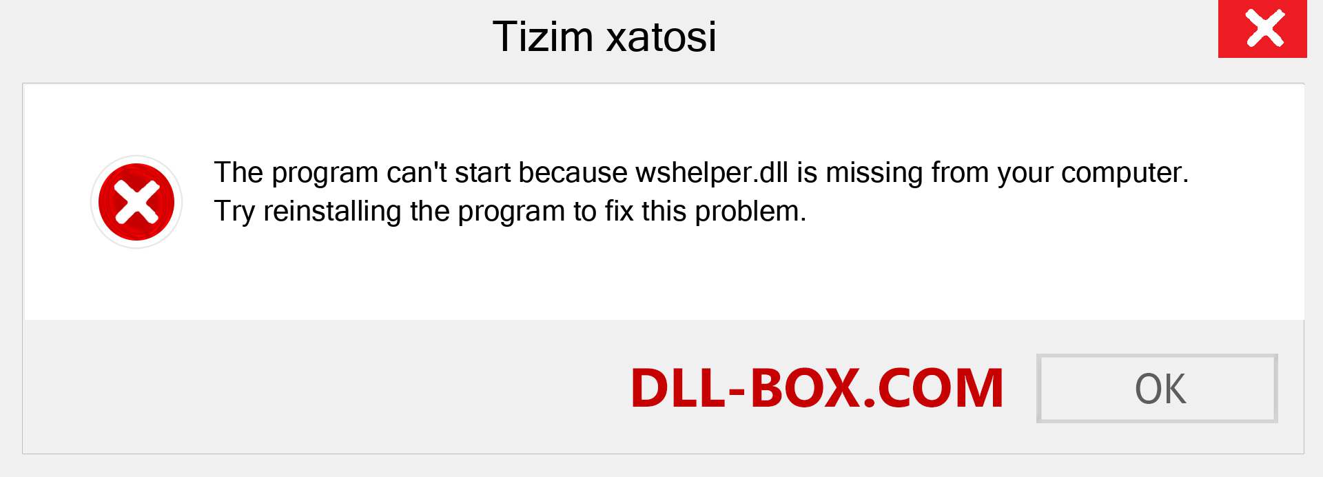 wshelper.dll fayli yo'qolganmi?. Windows 7, 8, 10 uchun yuklab olish - Windowsda wshelper dll etishmayotgan xatoni tuzating, rasmlar, rasmlar